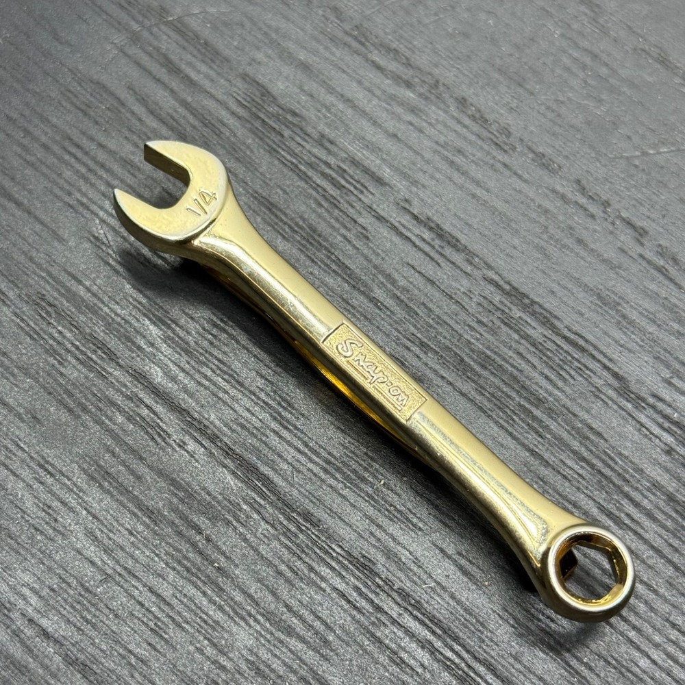 Vintage Snap-on Tools 1/4 Wrench Tie Clip Gold Tone 3 inch Snap On